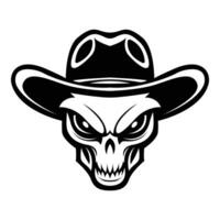 ai generato alieno indossare cowboy cappello iconico logo vettore illustrazione.