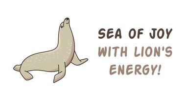 mare Leone illustrazione di un' carino mare animale, oceano abitante vettore