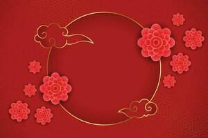 tradizionale Cinese saluto con fiore su rosso sfondo vettore