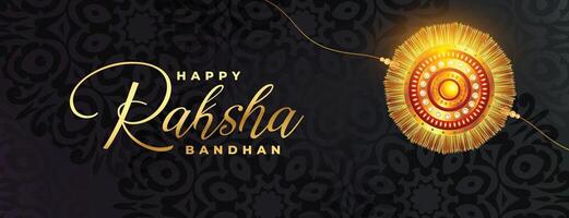 bellissimo buio Raksha bandhan carta bandiera con realistico rakhi vettore