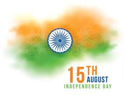 15 agosto indiano indipendenza giorno acquerello bandiera bandiera vettore