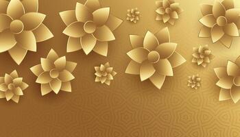 3d stile d'oro fiori sfondo design vettore