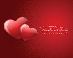 contento san valentino giorno Due rosso cuori amore carta design vettore