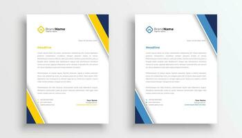 elegante carta intestata giallo e blu tema design per il tuo attività commerciale vettore