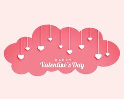 san valentino giorno nube con sospeso cuori design vettore