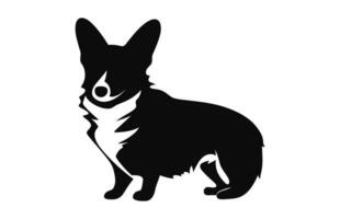 un' corgi cane nero vettore silhouette isolato su un' bianca sfondo
