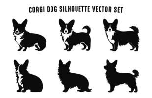 corgi cane sagome vettore impostare, nero silhouette di cani clipart fascio