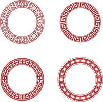 collezione di rosso Cinese cerchio telaio. asiatico orientale stile. vettore illustrazione