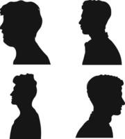 collezione di diverso uomo testa silhouette. uomo lato viso. isolato su bianca sfondo vettore