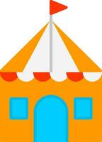 icona piana della tenda del circo vettore