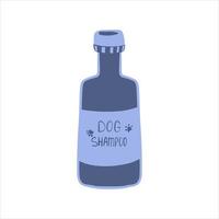 prodotto per la cura del cane, shampoo per cani. scarabocchiare vettore, illustrazione stock disegnata a mano in stile piatto, isolato su sfondo bianco vettore
