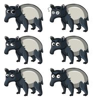 Tapiro con diverse emozioni vettore