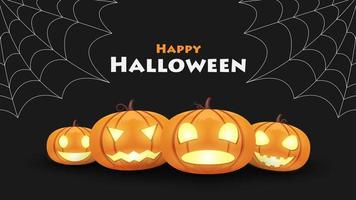 zucca di halloween con ragnatela, illustrazione vettoriale di sfondo