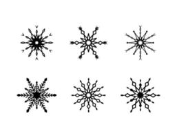 set di semplici fiocchi di neve di linee nere. decorazione festiva per capodanno e natale vettore
