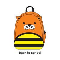 kiddie animal backpack-animali a tema ritorno a scuola - espressione del viso carino e divertente vettore