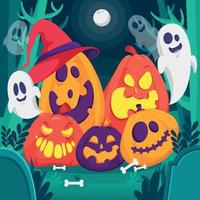 jack o lantern e amici ad halloween vettore