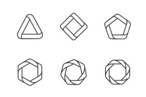 collezione di disegni di silhouette lineari con forme poligonali, vettore