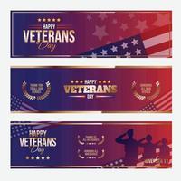 set di banner per il giorno dei veterani di noi vettore