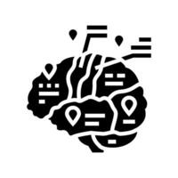 cervello Mappatura neuroscienza neurologia glifo icona vettore illustrazione