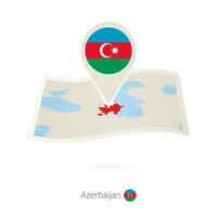 piegato carta carta geografica di azerbaijan con bandiera perno di azerbaigian. vettore