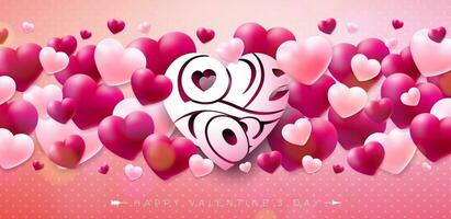 contento san valentino giorno design con rosso cuore su brillante viola sfondo. vettore nozze e amore tema illustrazione per vacanza saluto carta, festa invito o promo striscione.