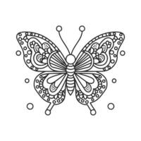 un' farfalla colorazione pagina con un' nero e bianca design vettore