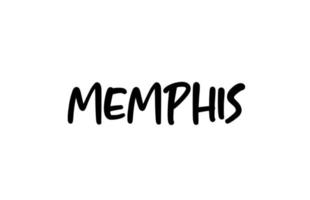 Memphis città scritta a mano tipografia parola testo scritte a mano. testo di calligrafia moderna. colore nero vettore