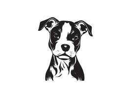 pitbull nero e bianca cane testa vettore illustrazione