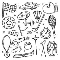 scarabocchio illustrazione con sport icone. sfondo con gli sport attrezzatura vettore