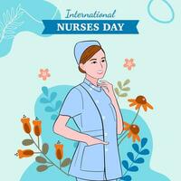 vettore piatto internazionale infermieri giorno illustrazione.