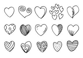 cuori di doodle, illustrazione disegnata a mano del cuore di amore collection.vector. vettore