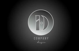 design dell'icona del logo della lettera dell'alfabeto in metallo grigio argento d per l'azienda e il business vettore