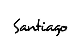 Santiago città parola scritta a mano testo scritte a mano. testo calligrafico. tipografia in colore nero vettore
