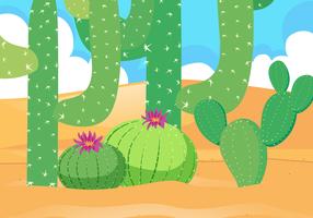 Campo del deserto con un bel cactus vettore