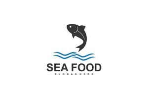 illustrazione dell'icona di vettore di progettazione del modello di logo dei frutti di mare