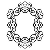 cornice riccia di contorno. elemento di doodle rotondo ornamentale isolato su priorità bassa bianca. vettore