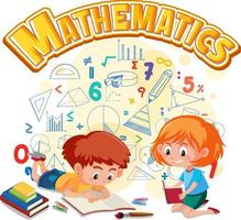 icona matematica con bambini e strumenti matematici vettore