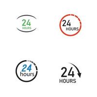 Modello di progettazione dell'illustrazione vettoriale del logo 24 ore su 24