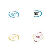 icona del segno di angolo di 90 gradi. simbolo di matematica della geometria. angolo retto. classica icona piatta. cerchi colorati. vettore