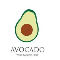 modello di logo di frutta avocado. metà di avocado con disegno vettoriale foglia. logotipo di cibo salutare