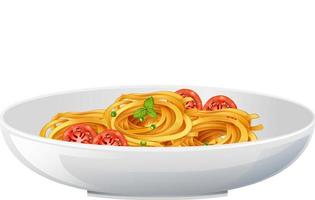 ciotola di spaghetti con pomodoro isolato