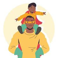 afro super papà e figlio vettore