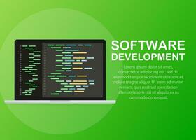 Software sviluppo, programmazione, codifica vettore concetto. isometrico vettore illustrazione. atterraggio pagina concetto.