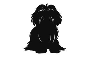 un' shih tzu cane nero silhouette vettore gratuito