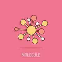 centro Rete connessione cartello icona nel comico stile. dna molecola vettore cartone animato illustrazione su bianca isolato sfondo. atomo attività commerciale concetto spruzzo effetto.