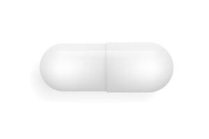 modello con pillola medicina capsula su bianca sfondo. bianca sfondo. isolato vettore icona. modello per medico design. vettore illustrazione.