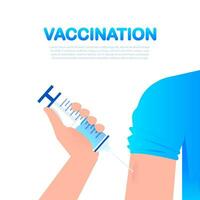 vaccino covid-19 vettore icona. siringa e blu vaccino fiala. vettore illustrazione