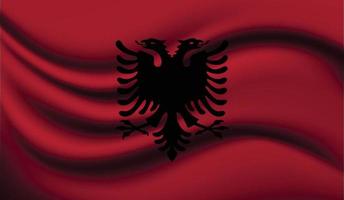 disegno realistico della bandiera sventolante dell'albania vettore