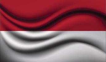 disegno realistico della bandiera sventolante dell'indonesia vettore
