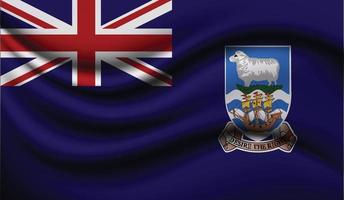 disegno realistico della bandiera sventolante dell'isola delle Falkland vettore